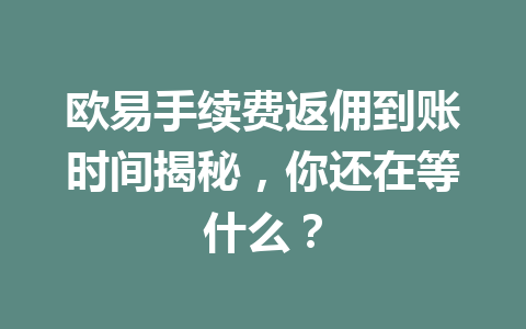 欧易手续费返佣到账时间揭秘,你还在等什么? 欧易手续费返佣到账时间揭秘,你还在等什么?