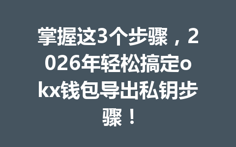 掌握这3个步骤，2026年轻松搞定okx钱包导出私钥步骤！