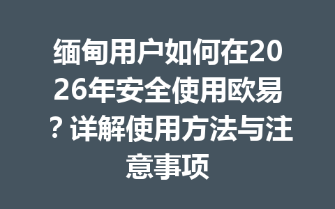 缅甸用户如何在2026年安全使用欧易？详解使用方法与注意事项