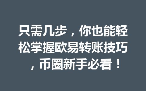只需几步,你也能轻松掌握欧易转账技巧,币圈新手必看! 只需几步,你也能轻松掌握欧易转账技巧,币圈新手必看!