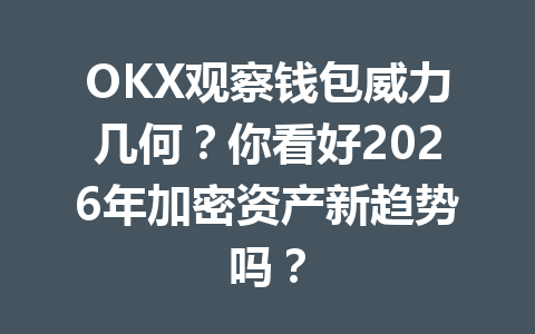 OKX观察钱包威力几何？你看好2026年加密资产新趋势吗？