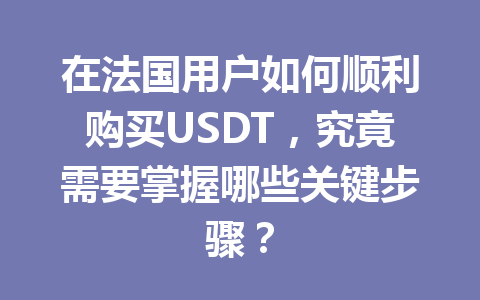 在法国用户如何顺利购买USDT，究竟需要掌握哪些关键步骤？