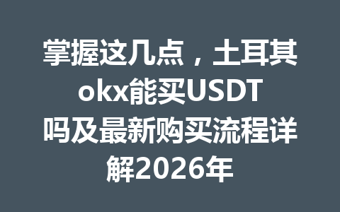 掌握这几点，土耳其okx能买USDT吗及最新购买流程详解2026年