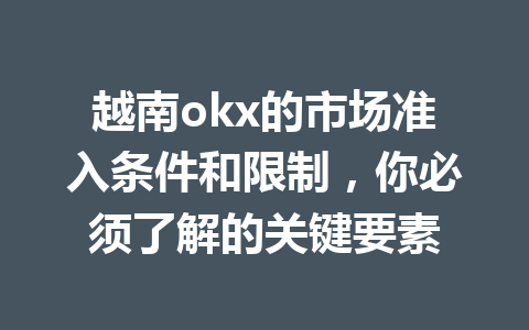 越南okx的市场准入条件和限制，你必须了解的关键要素